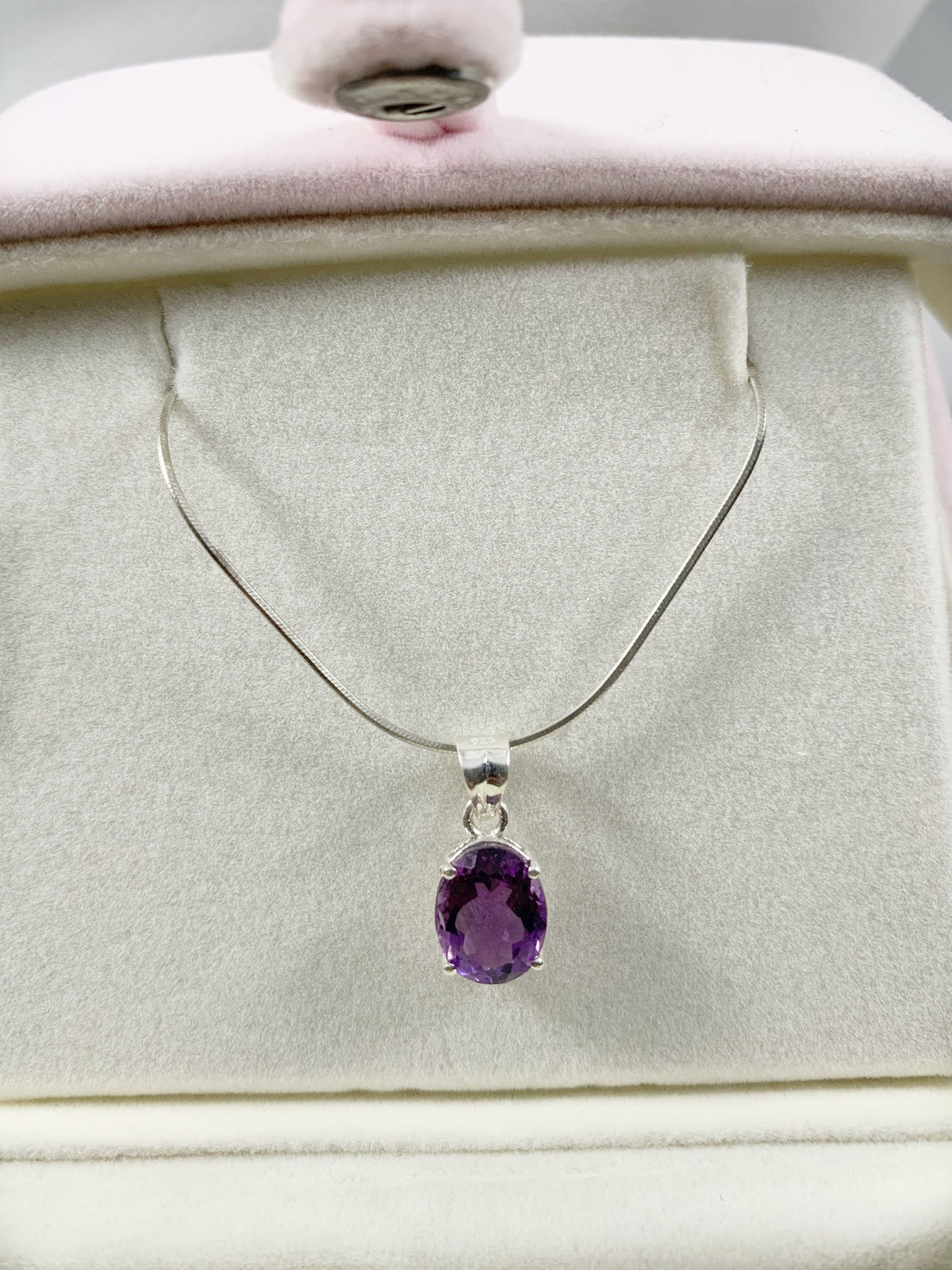 Natural Gemstone Oval Pendant - Citrine Pendant - Red Garnet Pendant - Amethyst Pendant - Gift for Her - Solid 925 Sterling Silver Pendant