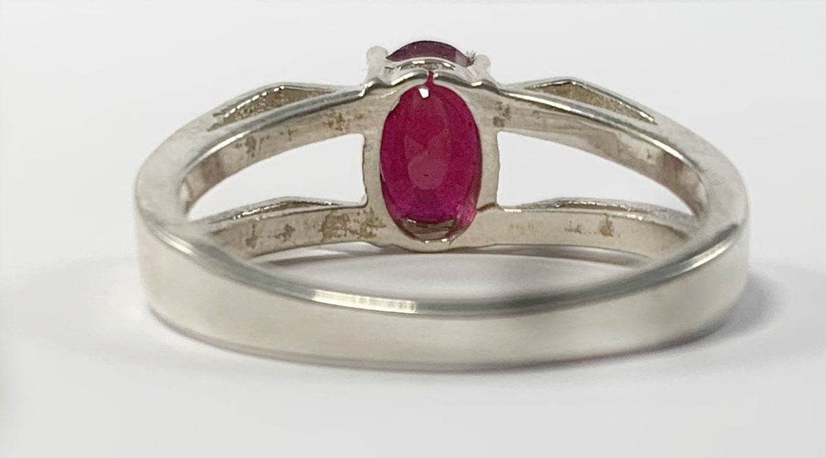 Genuine Ruby Ring - US 7.5 Ring - Natural Ruby Ring - Oval Ruby Ring - July Birthstone - Gift for Her - Solid 925 Sterling Silver Ring
