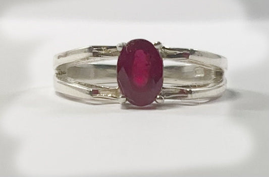 Genuine Ruby Ring - US 7.5 Ring - Natural Ruby Ring - Oval Ruby Ring - July Birthstone - Gift for Her - Solid 925 Sterling Silver Ring