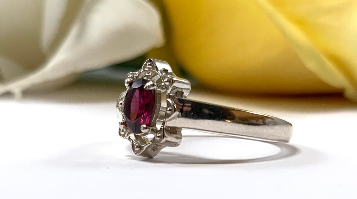 Natural Rhodolite Garnet Ring - US 7.0 Ring - Genuine Garnet Ring - January Birthstone - Christmas Gift - Solid 925 Sterling Silver Ring