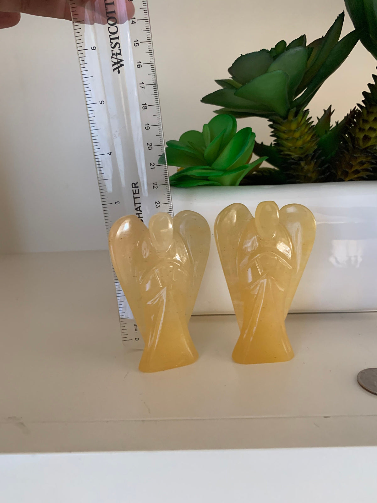 Natural Gemstone Angels - Carved Gemstone Figurine -  Angels for Gift - Yellow Selenite Angel - Crystal Angel - Christmas Gift