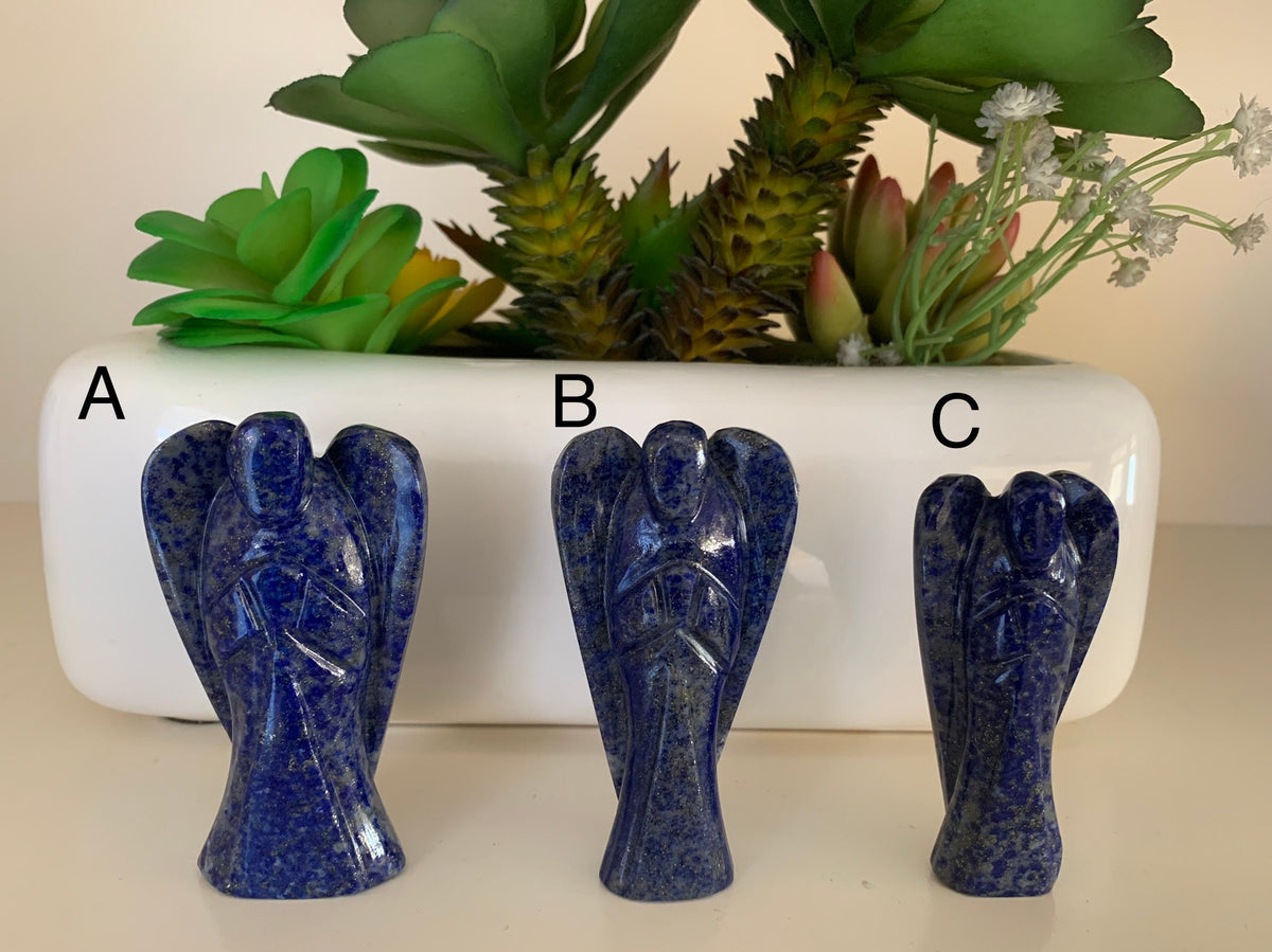 Natural Gemstone Angels - Carved Gemstone Figurine -  Angels for Gift - Lapis Lazuli Angels - Lapis Angels - Crystal Angels - Christmas Gift