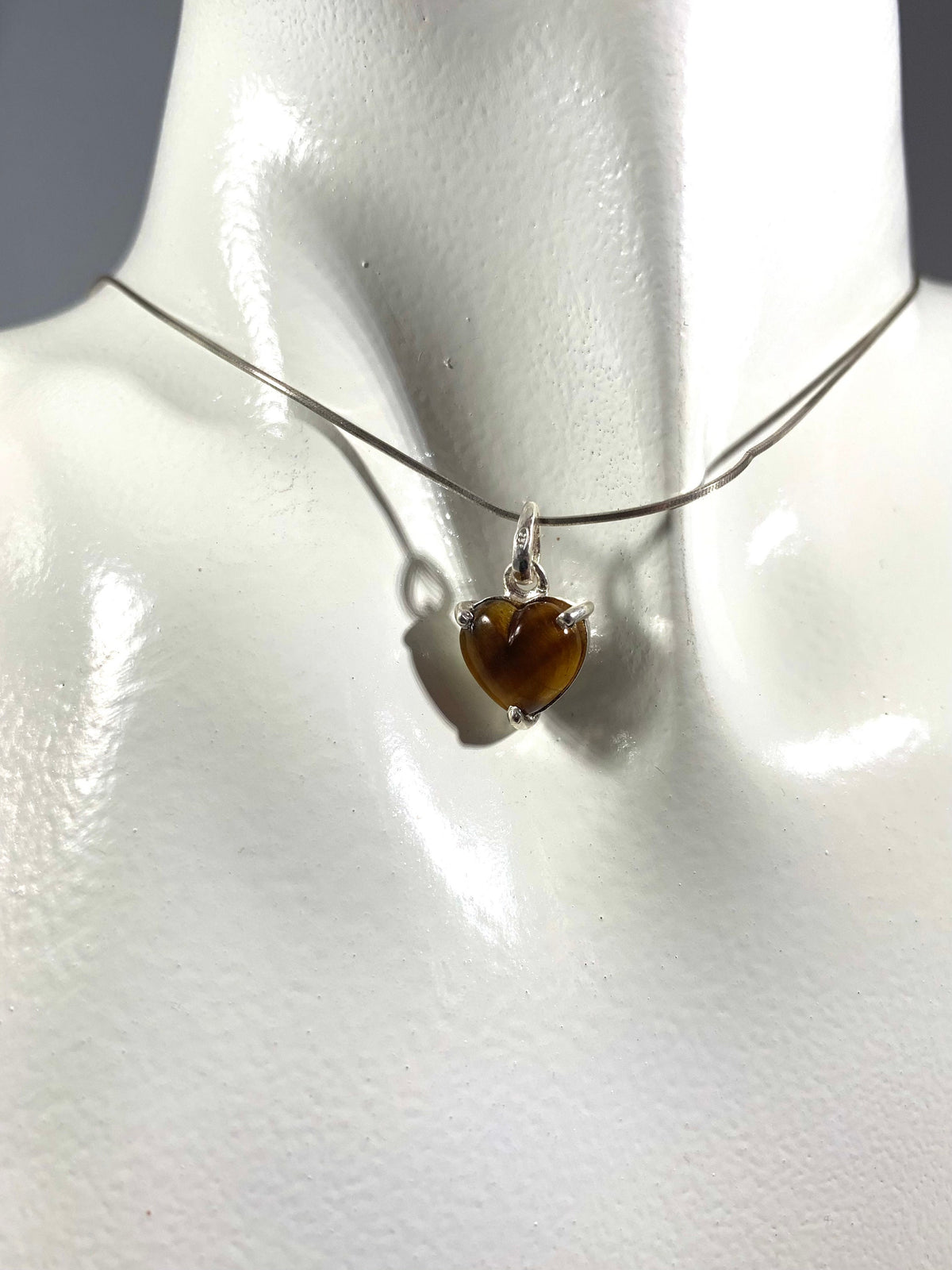 Heart Shaped Silver Pendant w Free Chain - Amethyst - Tiger Eye - Lapis Lazuli - Smoky Quartz - Heart Necklace - Solid 925 Sterling Silver