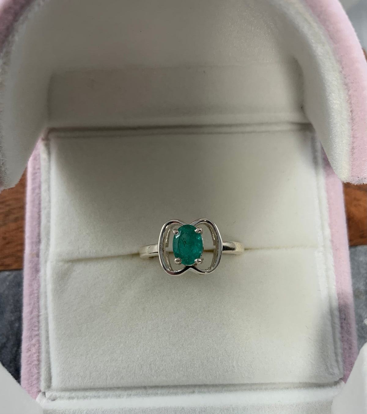 Natural Emerald Ring - US 7.75 - Genuine Emerald Ring - Oval Emerald Ring - May Birthstone - Christmas Gift - Solid 925 Sterling Silver Ring