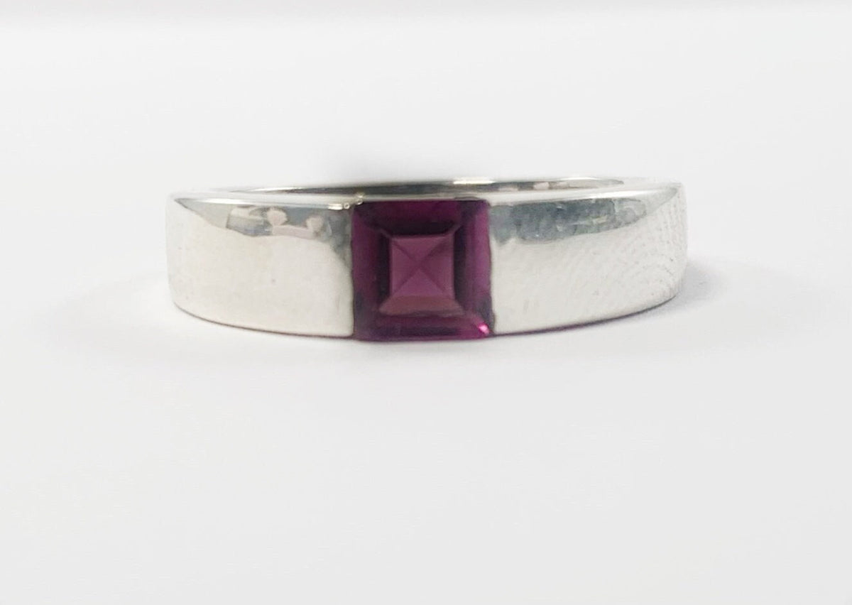 Natural Rhodolite Garnet Ring - US 7.5 - Genuine Garnet Floral Ring - January Birthstone - Christmas Gift - Solid 925 Sterling Silver Ring