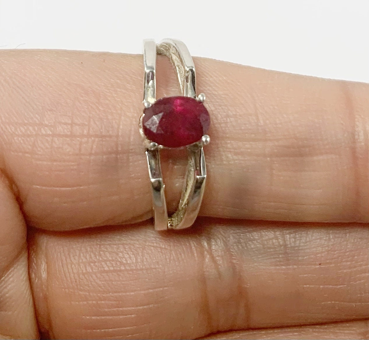 Genuine Ruby Ring - US 7.5 Ring - Natural Ruby Ring - Oval Ruby Ring - July Birthstone - Gift for Her - Solid 925 Sterling Silver Ring