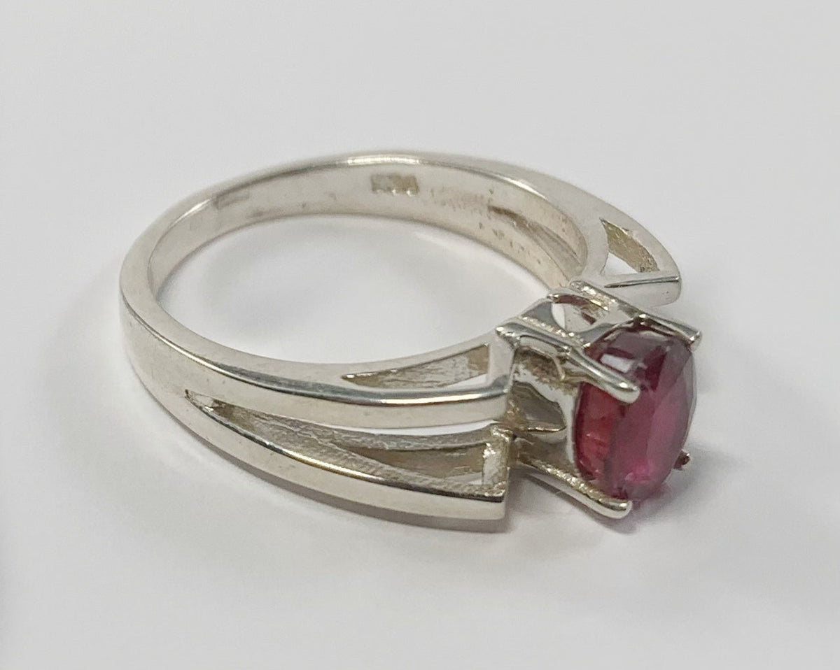 Genuine Ruby Ring - US 7.5 Ring - Natural Ruby Ring - Oval Ruby Ring - July Birthstone - Gift for Her - Solid 925 Sterling Silver Ring