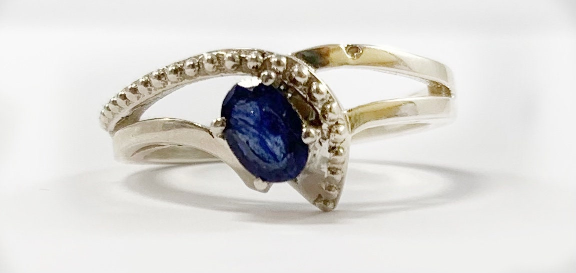 Genuine Blue Sapphire Ring - US 8.5 Ring - Natural Blue Sapphire Ring - September Birthstone - Gift for Her - Solid 925 Sterling Silver Ring