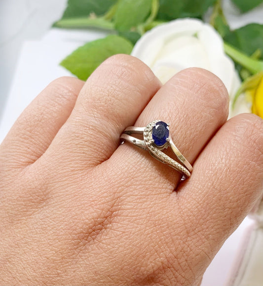 Genuine Blue Sapphire Ring - US 8.5 Ring - Natural Blue Sapphire Ring - September Birthstone - Gift for Her - Solid 925 Sterling Silver Ring