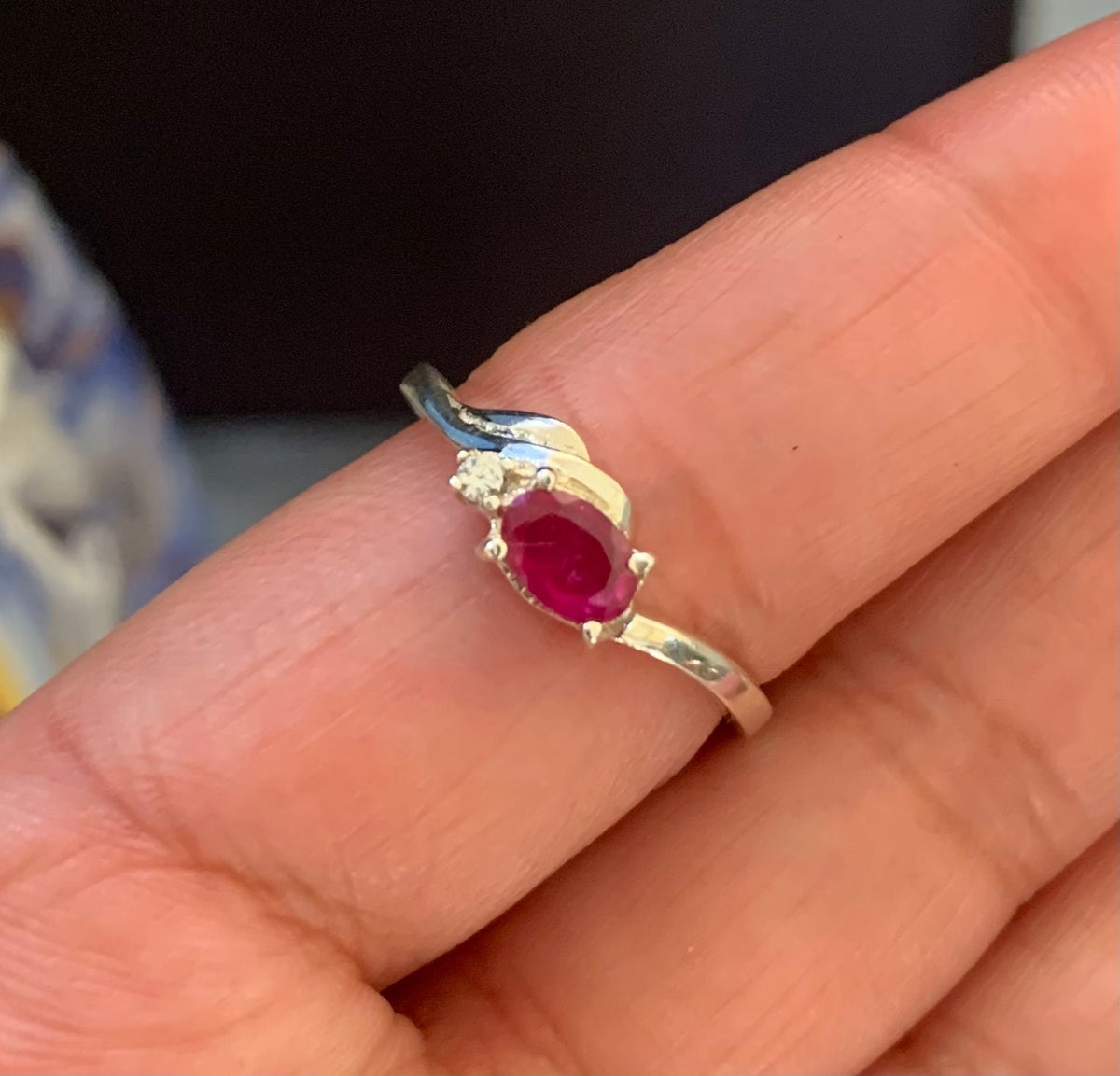 Genuine Ruby Ring - US 7.75 Ring - Natural Ruby Ring - Oval Ruby Ring - July Birthstone - Gift for Her - Solid 925 Sterling Silver Ring