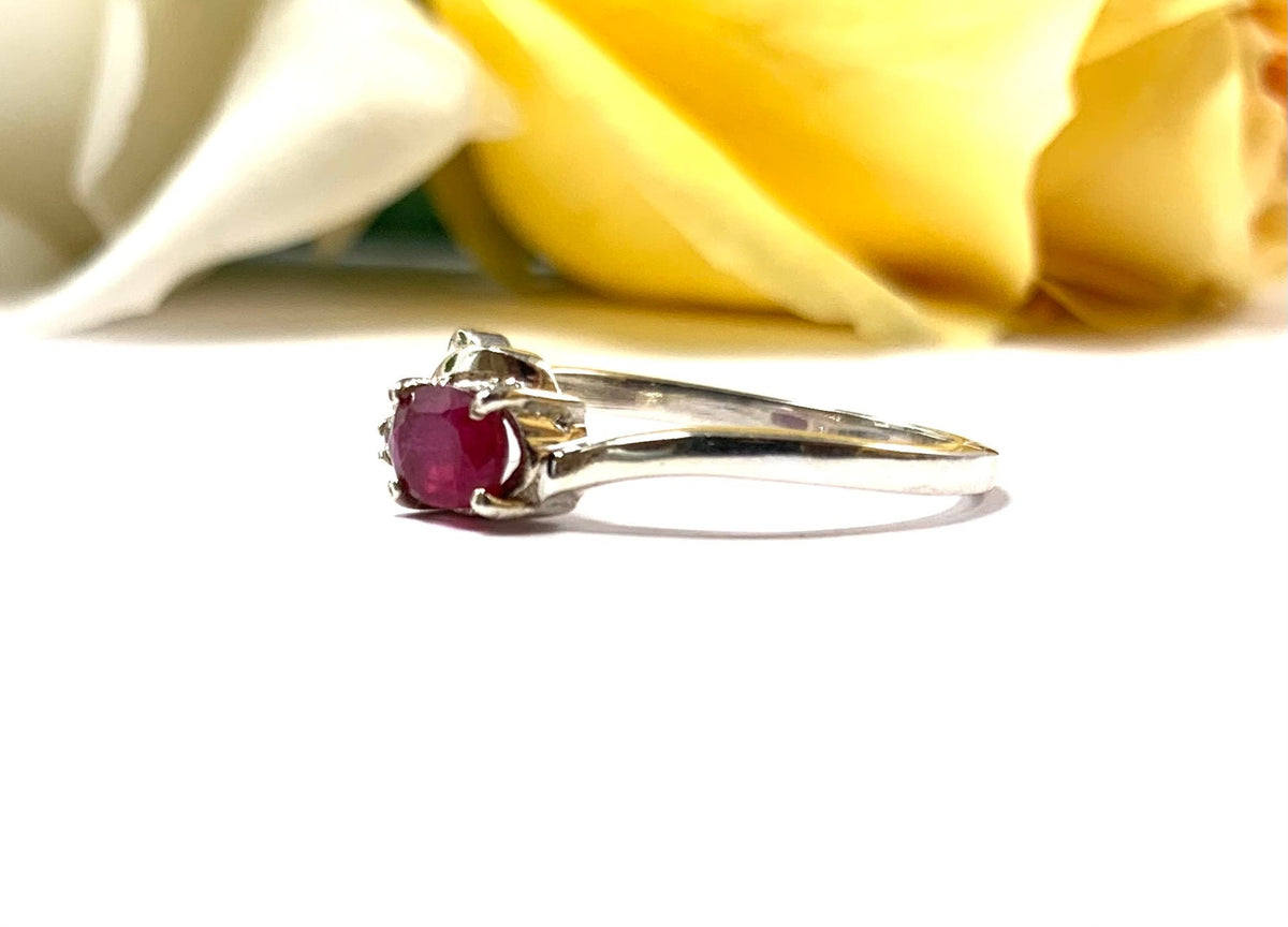 Genuine Ruby Ring - US 7.75 Ring - Natural Ruby Ring - Oval Ruby Ring - July Birthstone - Gift for Her - Solid 925 Sterling Silver Ring