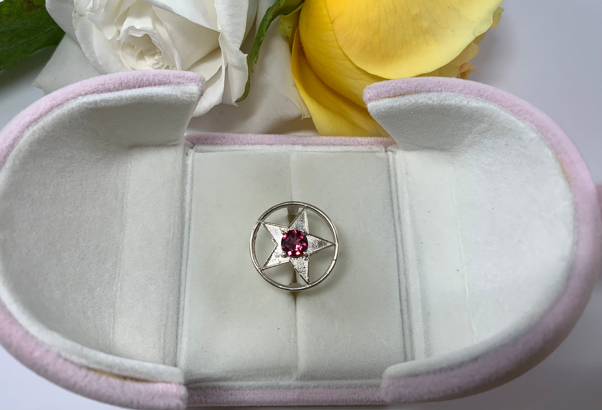 Natural Rhodolite Garnet Ring - US 7.75 Ring - Genuine Garnet Ring - January Birthstone - Christmas Star Gift - Solid Sterling Silver Ring