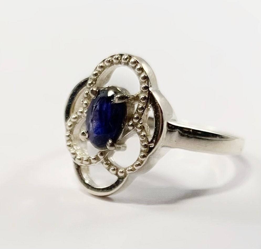 Natural Blue Sapphire Ring - US 6.5 - Size 6.5 Ring - Solid 925 Sterling Silver Ring - Stamped 925 Ring - Sapphire Ring - Blue Sapphire Ring