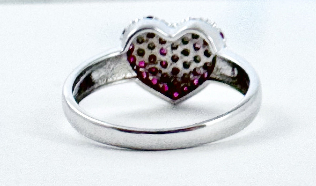 Solid 14 K Gold Burmese Ruby Ring - Gold Heart Shaped Ring - Burmese Ruby Ring - Size 9.0 Ring - Solid 14 K Gold Ring - Ruby Heart Ring
