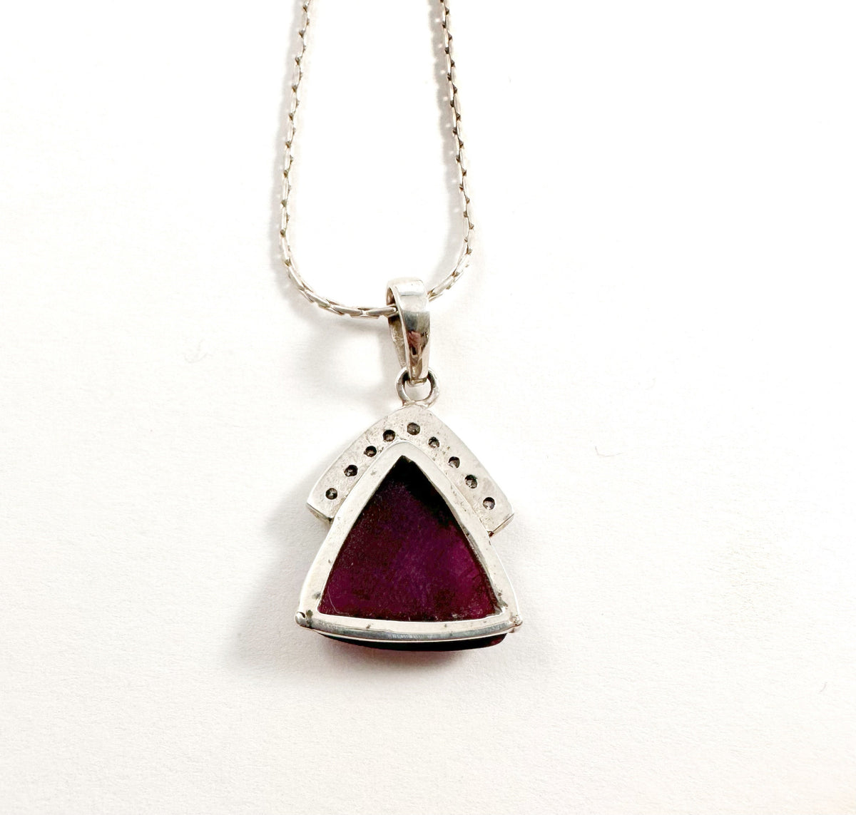 Natural Ruby and Natural Diamonds Silver 925 Necklace - Ruby Diamond Pendant - Ruby Diamond Necklace w attached Chain - July Birthstone