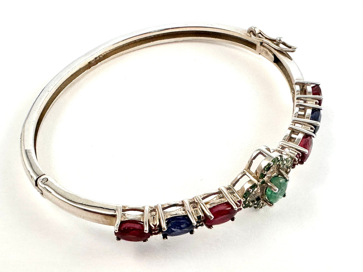 SOLD  WAITLIST AVAILABLE - Solid 925 Silver Ruby Emerald Sapphire Bracelet - Sterling Silver Precious Genuine Gemstone Bracelet