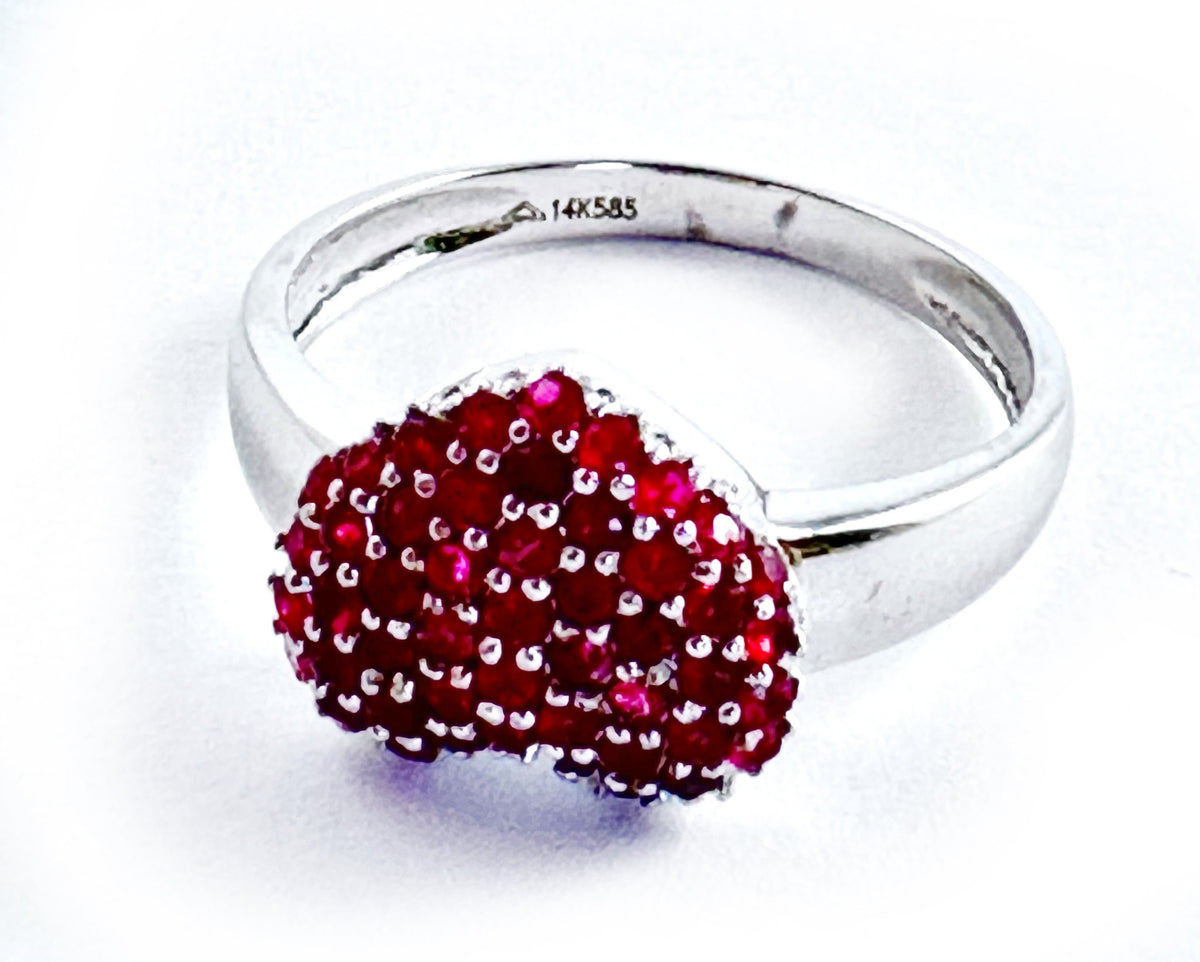 Solid 14 K Gold Burmese Ruby Ring - Gold Heart Shaped Ring - Burmese Ruby Ring - Size 9.0 Ring - Solid 14 K Gold Ring - Ruby Heart Ring