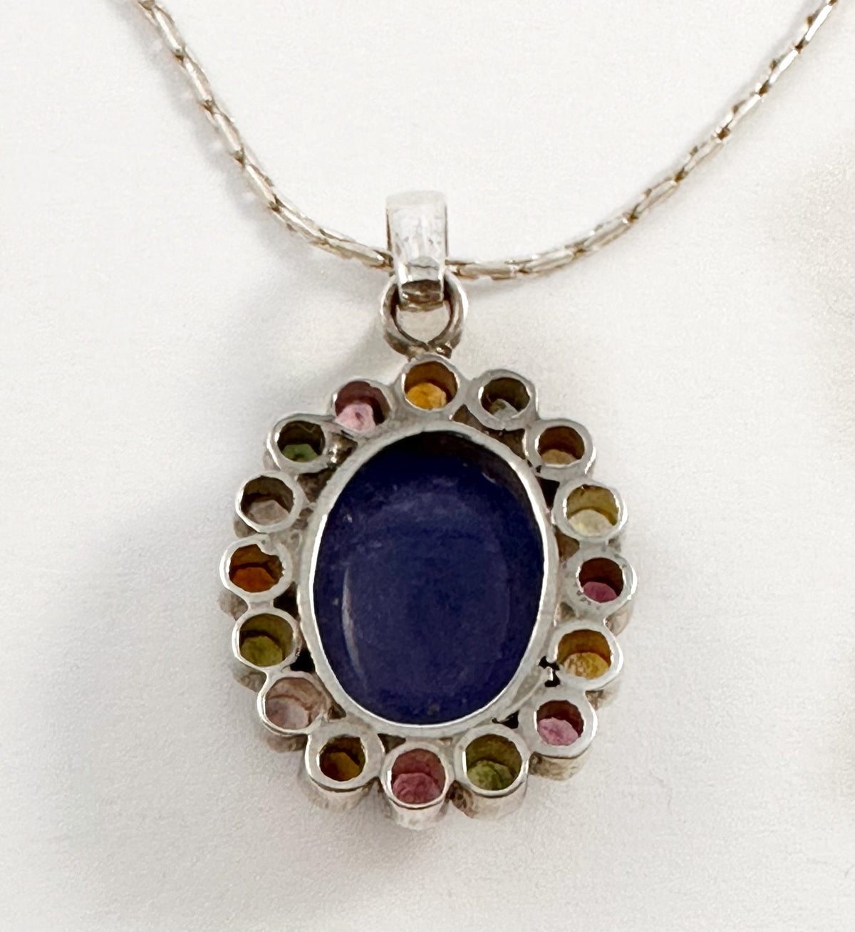 Solid 925 Silver Tanzanite and Multi-Tourmaline Pendant - Tanzanite Pendant - Tanzanite Necklace - Tourmaline Pendant - Tourmaline Necklace