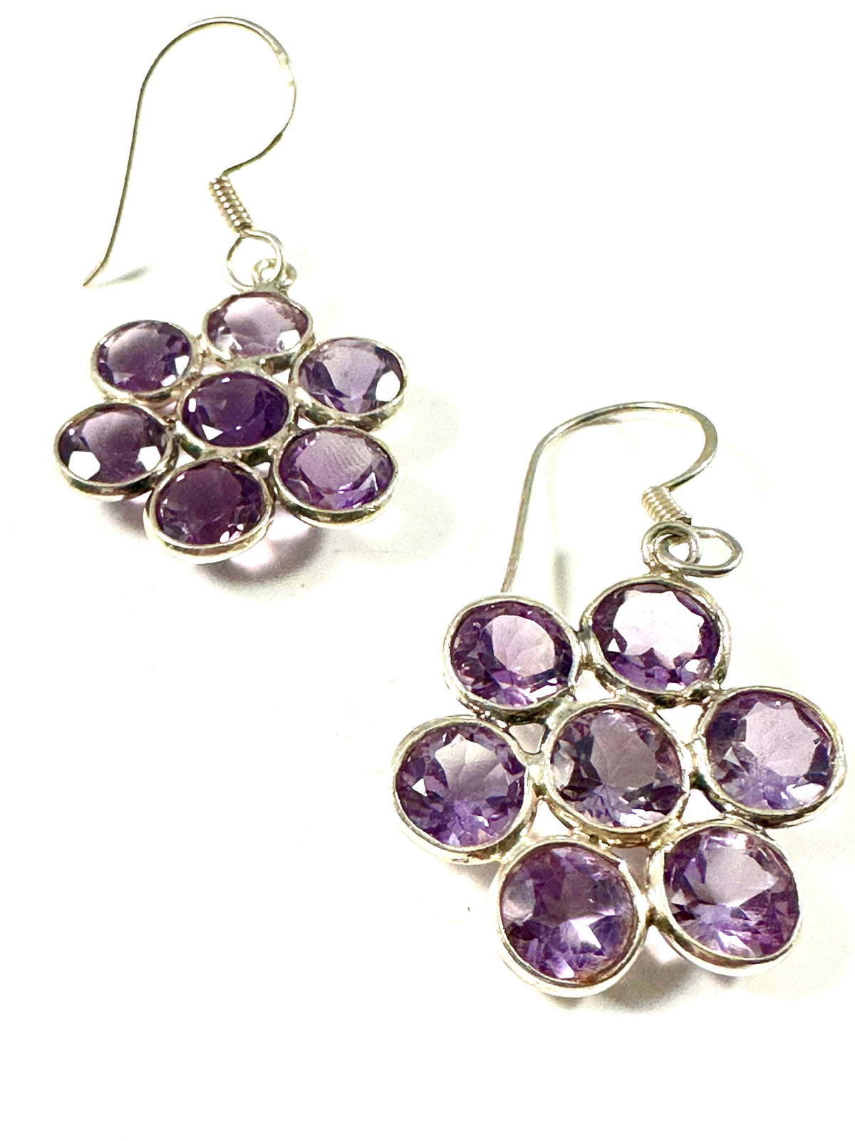 Natural Amethyst Floral Earrings - Amethyst Earrings - February Birthstone - Gift for Her - Solid 925 Sterling Silver Earrings