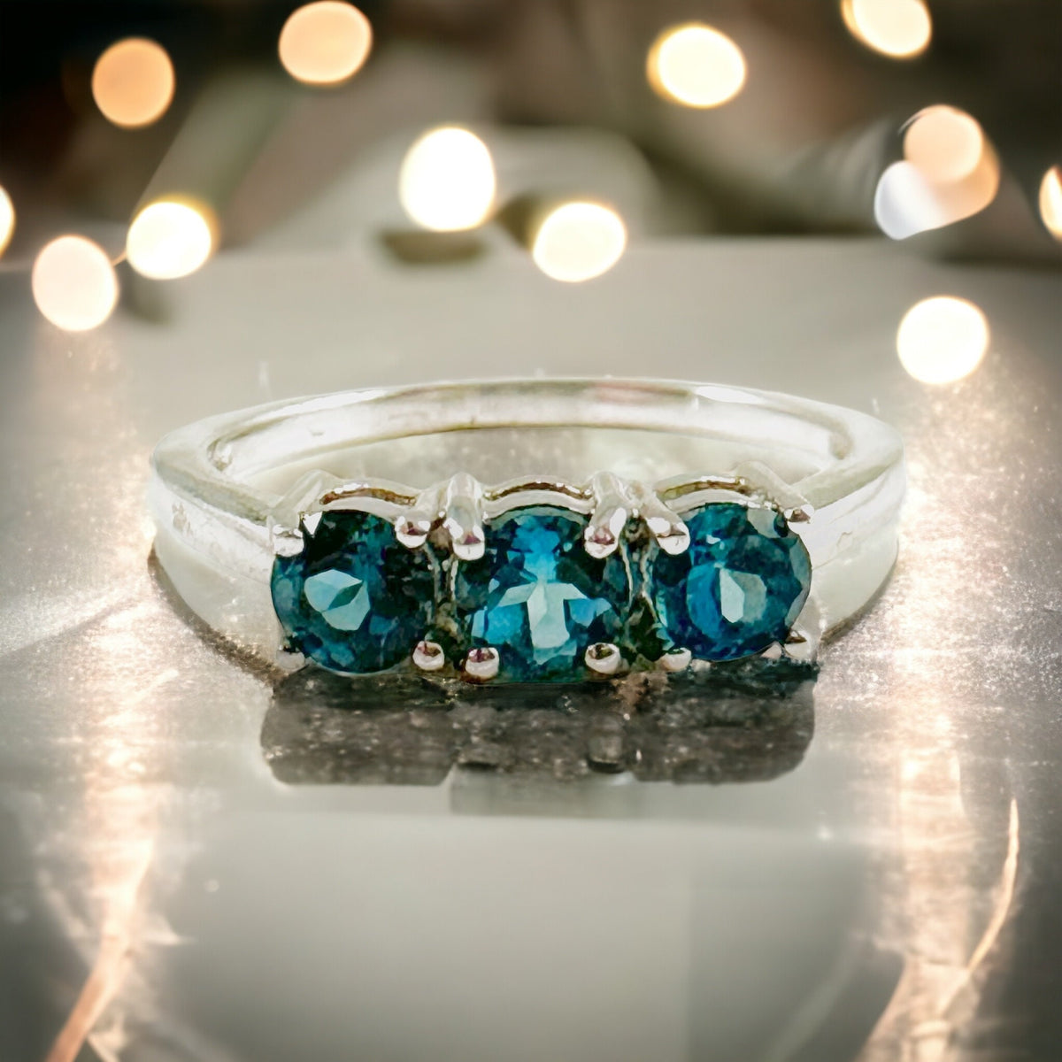 Natural London Blue Topaz Ring - US 7.75 - Blue Topaz Ring - November Birthstone - Gemstone Ring - Gift for Her - Solid Sterling Silver Ring