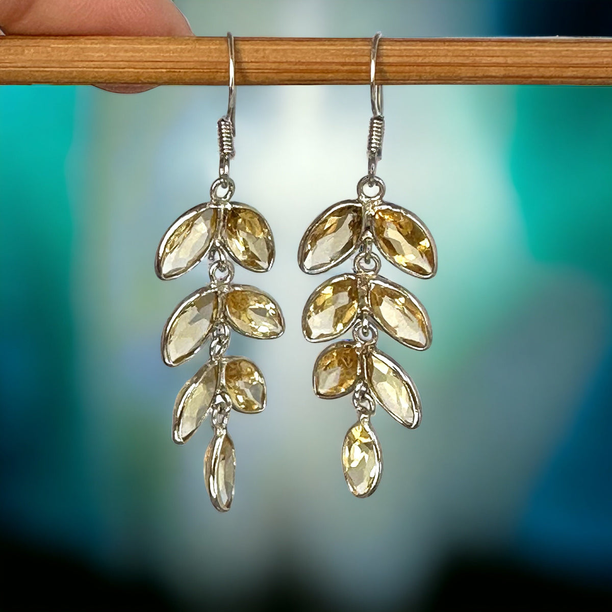 Natural Citrine Leaf Earrings - Party Earrings - Gemstone Earrings - November Birthstone - Gift for Her - Solid 925 Sterling Silver Earrings