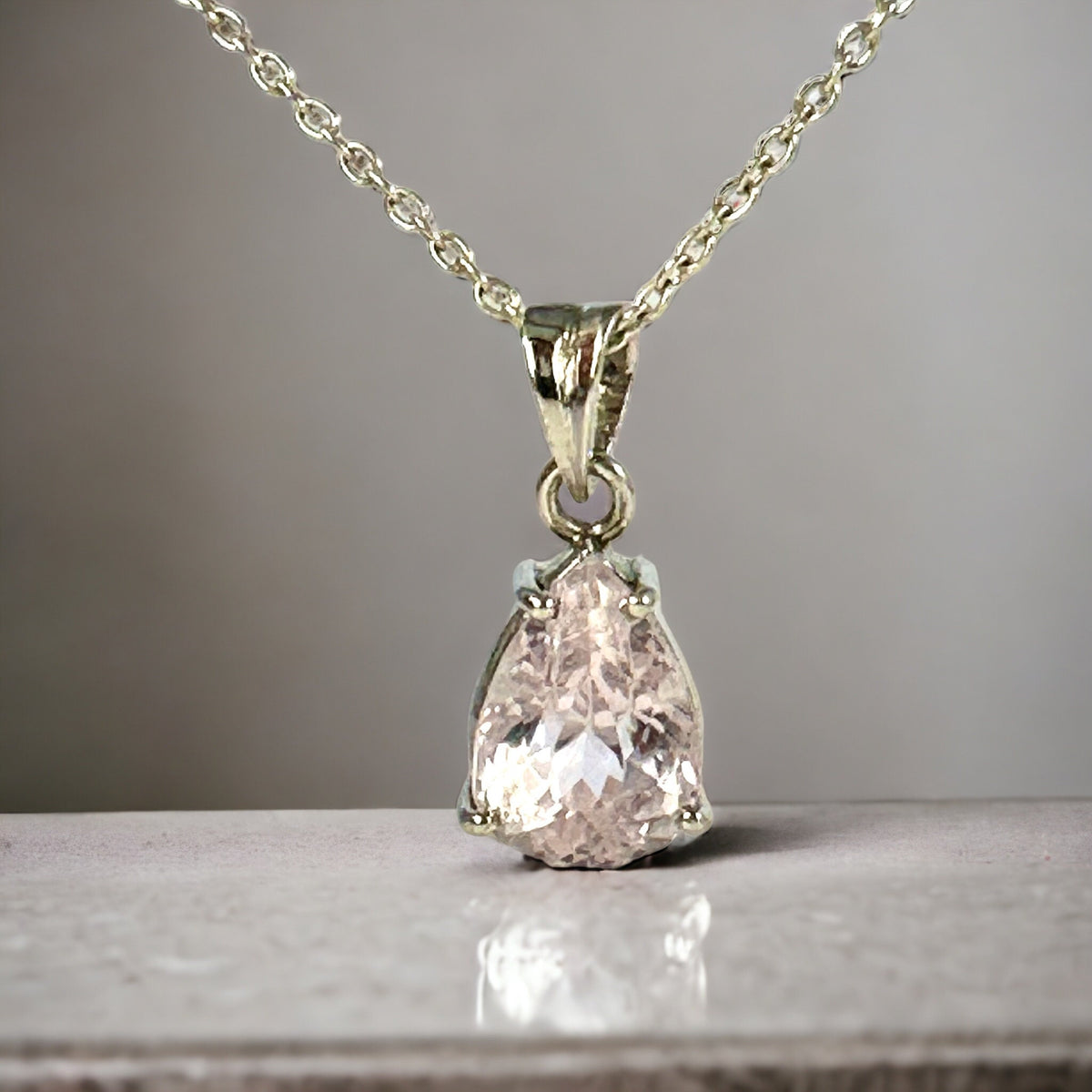 Natural Kunzite Pear-Shaped Pendant - Rare Gemstone -Light Lavender Gemstone Pendant - Solid 925 Sterling Silver Pendant - Kunzite Pendant