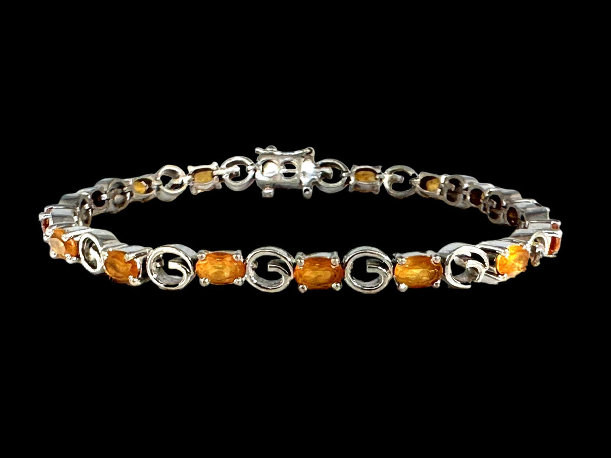 Natural Citrine Link Bracelet - Sleek Bracelet - Gemstone Bracelet - November Birthstone - Gift for Her - Solid 925 Sterling Silver Bracelet