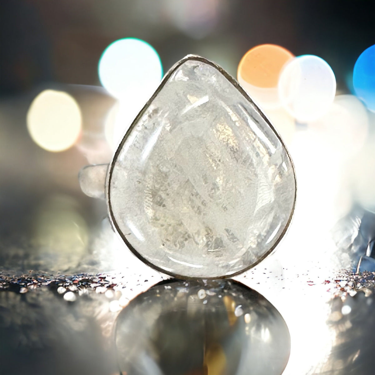Genuine Moonstone Pear Shaped Ring - Size 6.5 Ring - June Birthstone - Ring for Her - Statement Ring - Solid 925 Sterling Silver Ring