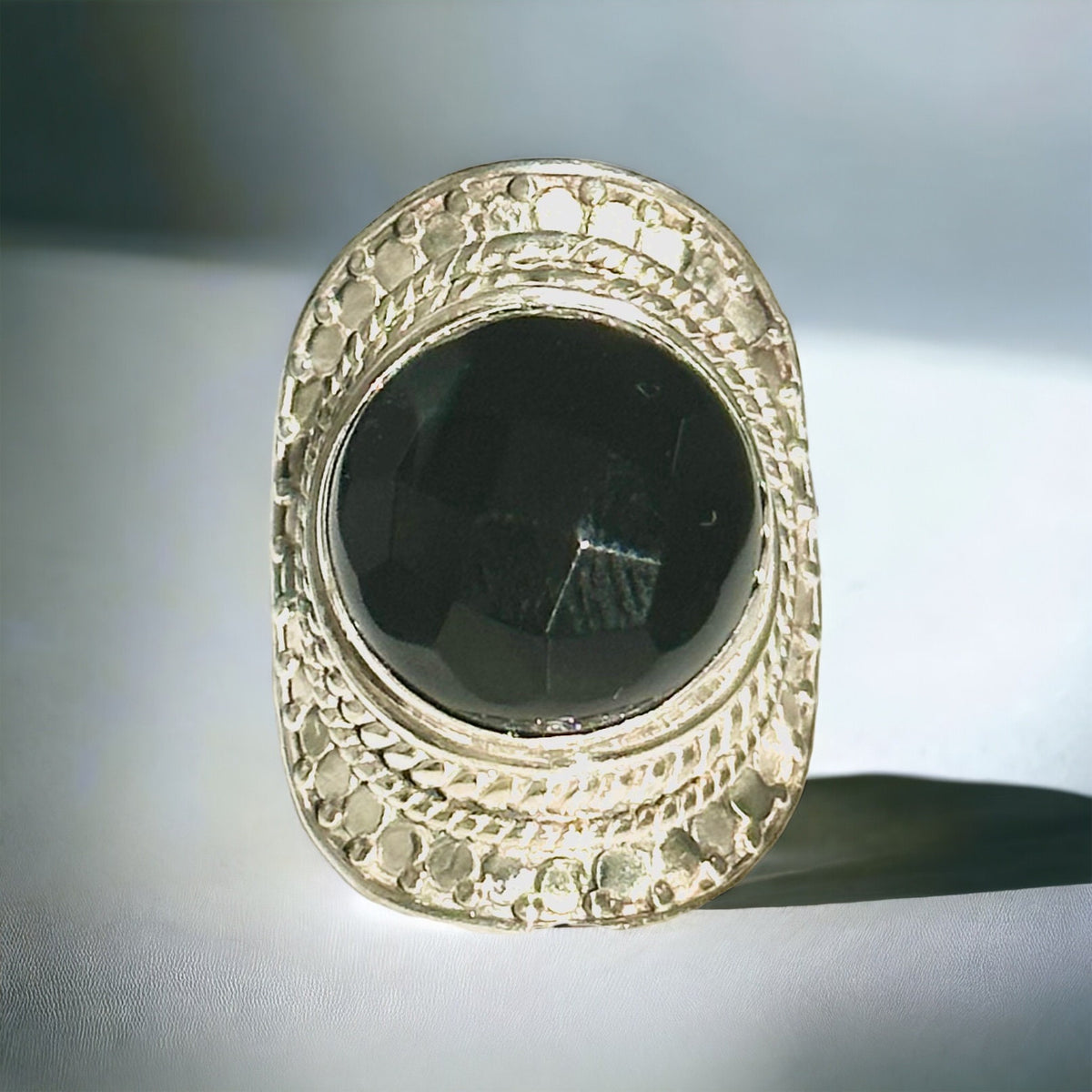 Onyx Ring - Black Onyx Ring - US 7.5 - Onyx Statement Ring - Crafted Silver Ring - Intricate Ring - Solid 925 Sterling Silver Ring