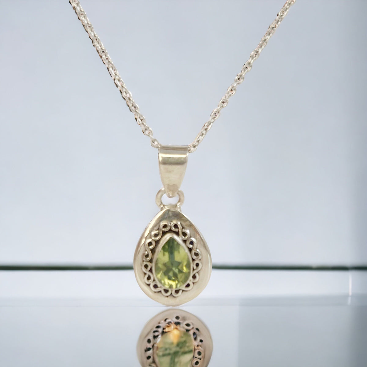 Genuine Peridot Earrings & Pendant Set with FREE Chain - Peridot Earrings - Peridot Pendant - August Birthstone - Solid Sterling Silver