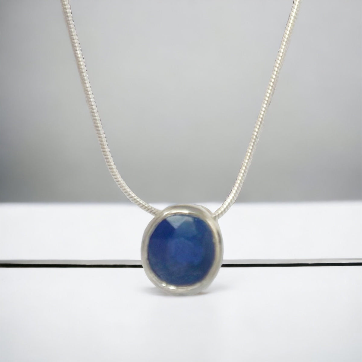 Natural Sapphire Pendant with Chain - Floating Gemstone Necklace - Floating Sapphire - September Birthstone - Gift for Her - Solid Silver