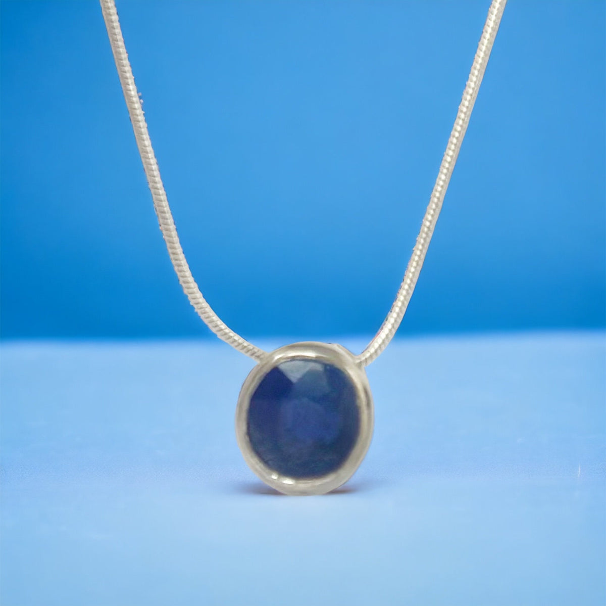 Natural Sapphire Pendant with Chain - Floating Gemstone Necklace - Floating Sapphire - September Birthstone - Gift for Her - Solid Silver