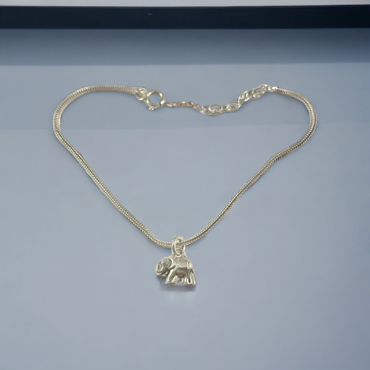 Dainty Silver Chain and Tiny Elephant Anklet Bracelet - Dainty Bracelet -Solid Sterling Silver Anklet Bracelet