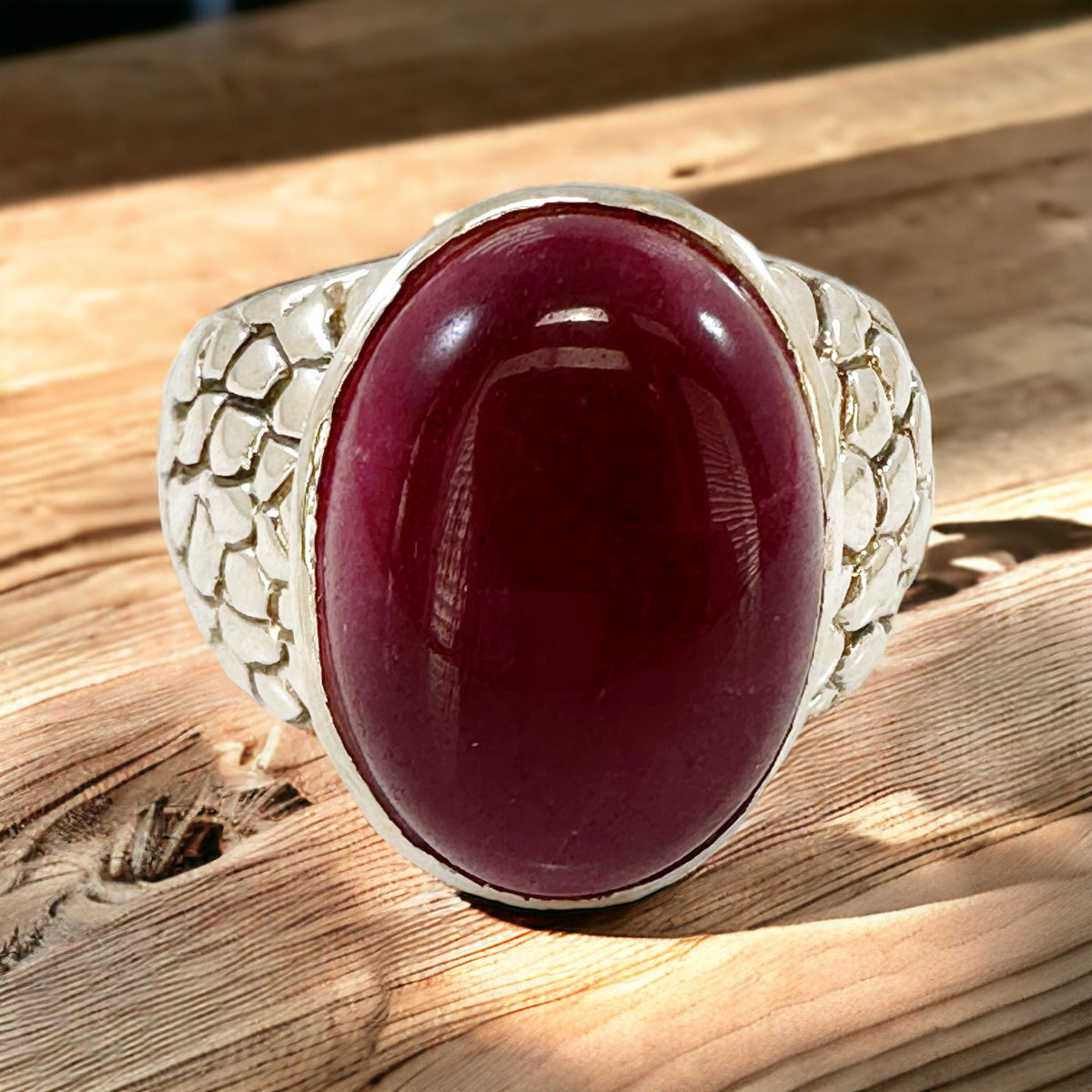 Statement Ring - US 9.25- Genuine Red Onyx Ring - Unisex Ring - Men's Statement Ring - Women's Statement Ring - Solid Sterling Silver Ring