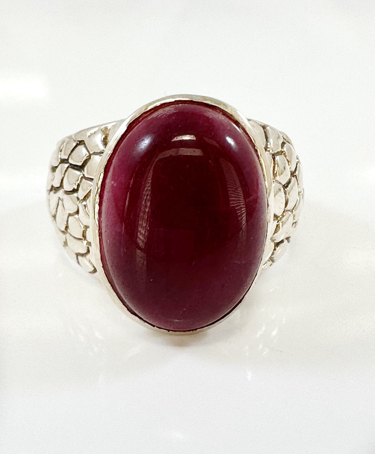 Statement Ring - US 9.25- Genuine Red Onyx Ring - Unisex Ring - Men's Statement Ring - Women's Statement Ring - Solid Sterling Silver Ring