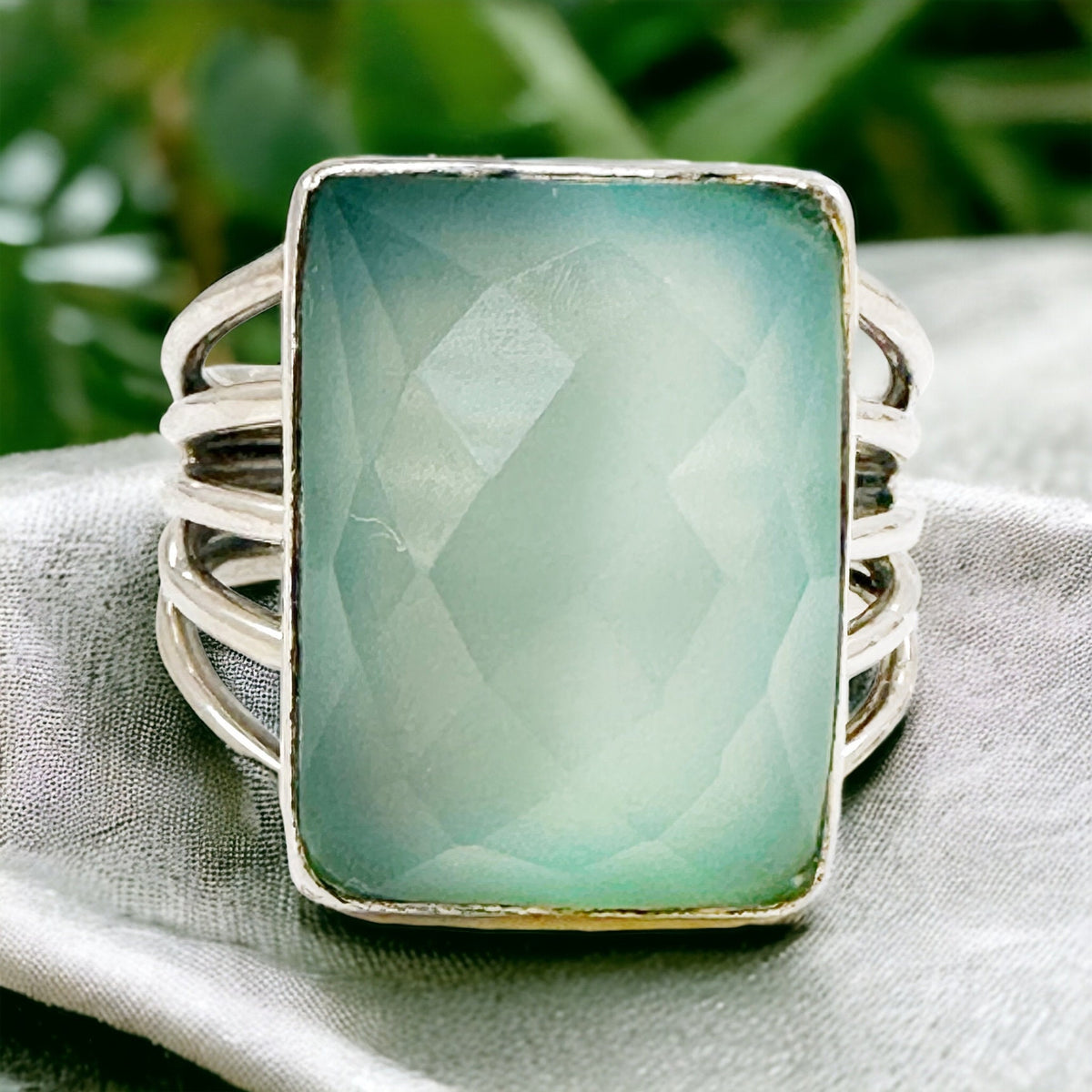 Statement Ring - US 10 - Genuine Chalcedony Ring - Unisex Ring - Men's Statement Ring - Women's Statement Ring - Solid Sterling Silver Ring