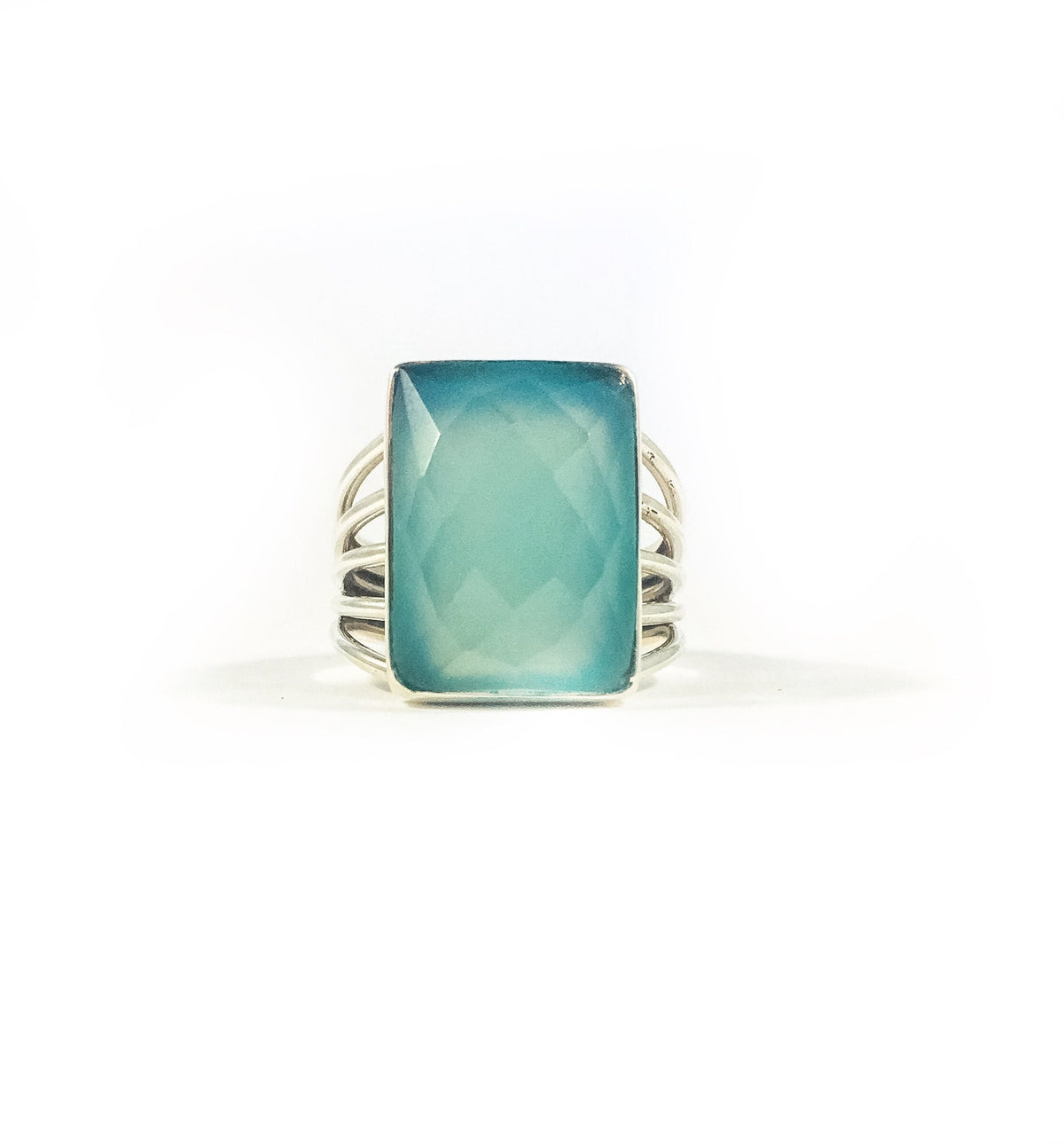 Statement Ring - US 10 - Genuine Chalcedony Ring - Unisex Ring - Men's Statement Ring - Women's Statement Ring - Solid Sterling Silver Ring