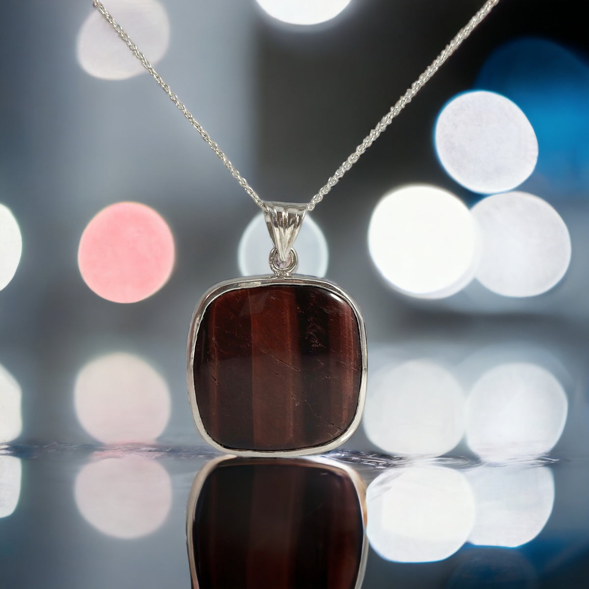 Red Tiger Eye Pendant - Tiger Eye Pendant - Gemstone Pendant - Birthday - Anniversary - Solid 925 Sterling Silver Pendant