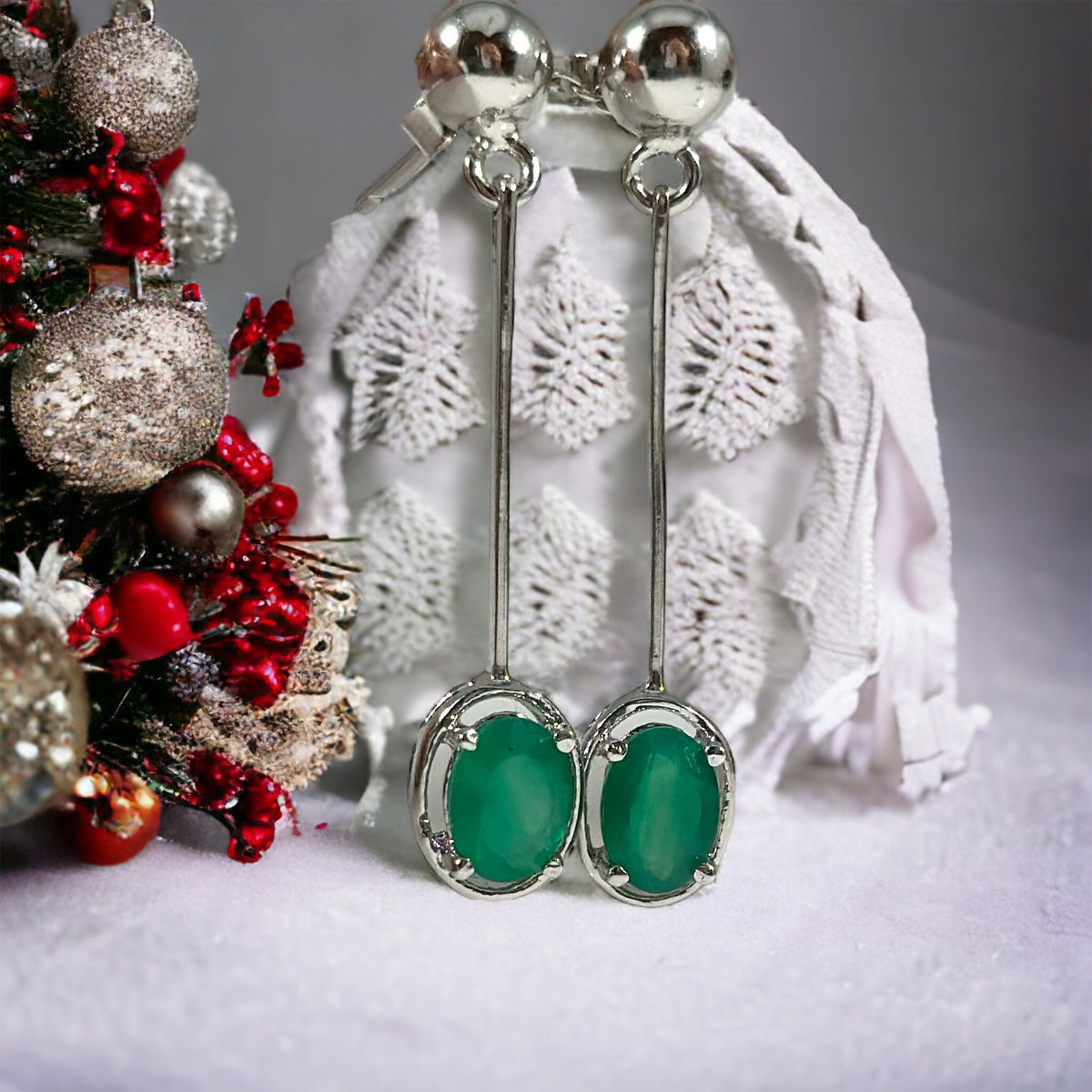 Green Onyx Earrings - Gemstone Dangle Earrings - Danglers- Green Dangle Earrings- 925 Sterling Silver