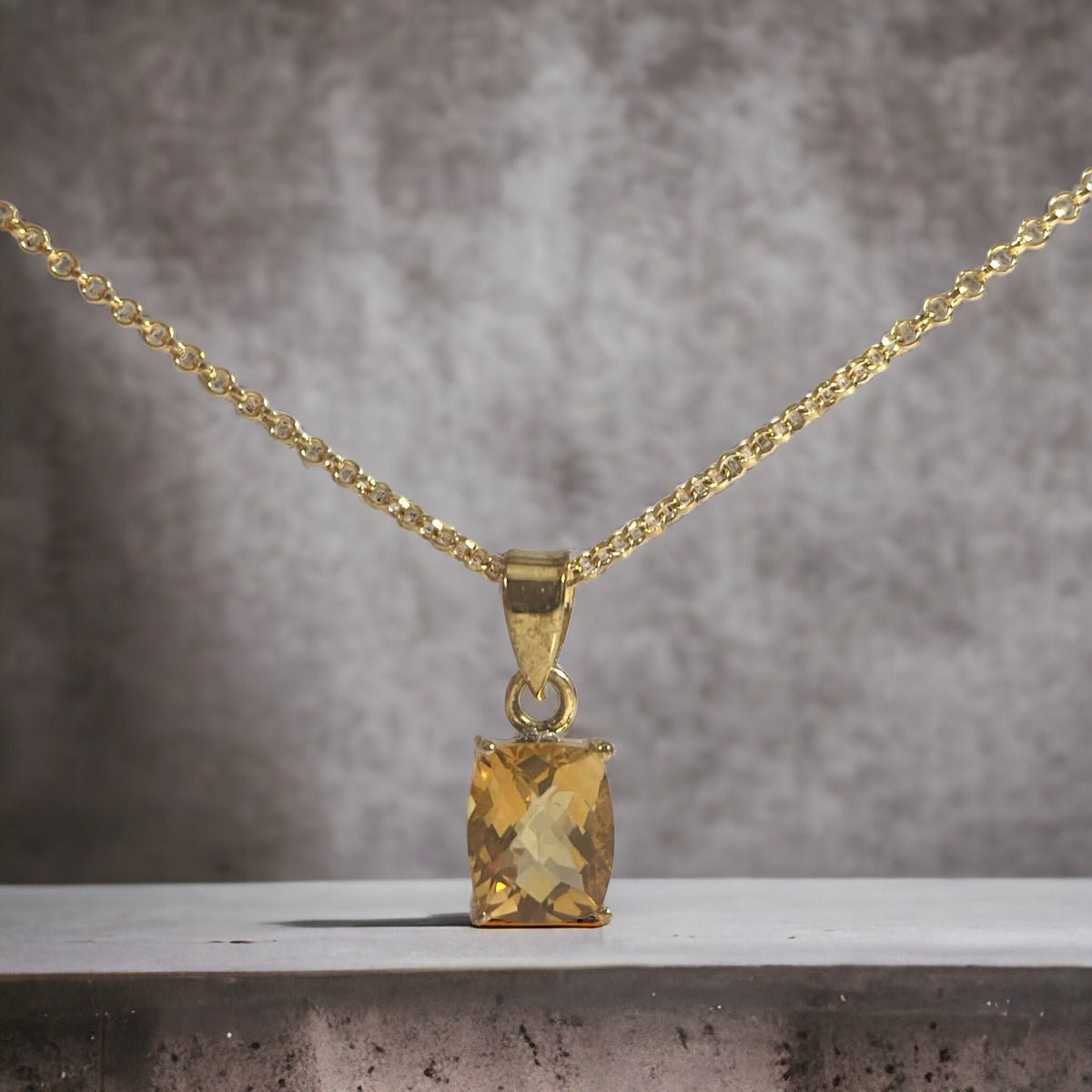 Flashy Citrine Pendant - Gold Citrine Pendant - November Birthstone - Birthday Gift - Anniversary Gift - Gold Plated Sterling Silver Pendant