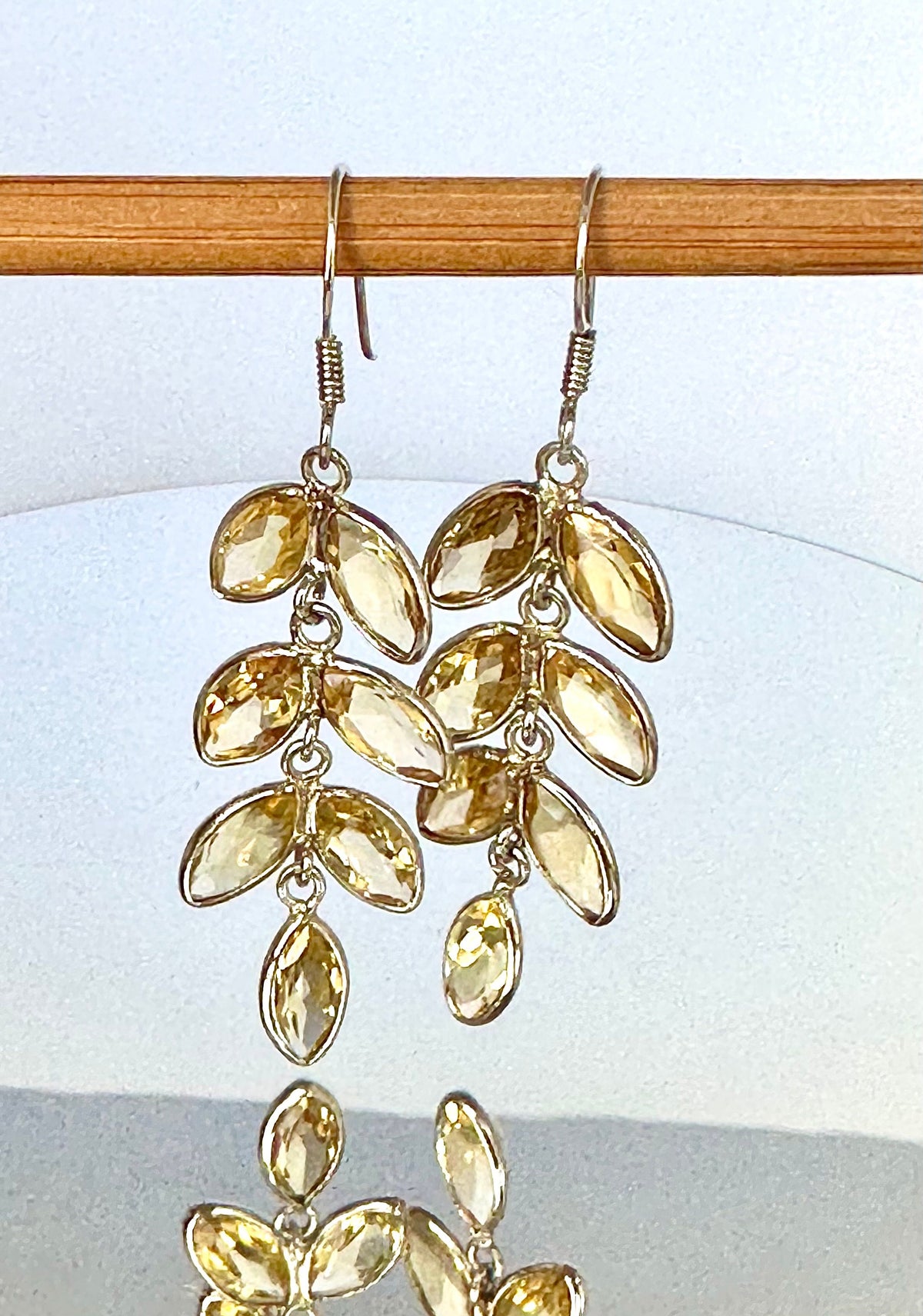 Natural Citrine Leaf Earrings - Party Earrings - Gemstone Earrings - November Birthstone - Gift for Her - Solid 925 Sterling Silver Earrings