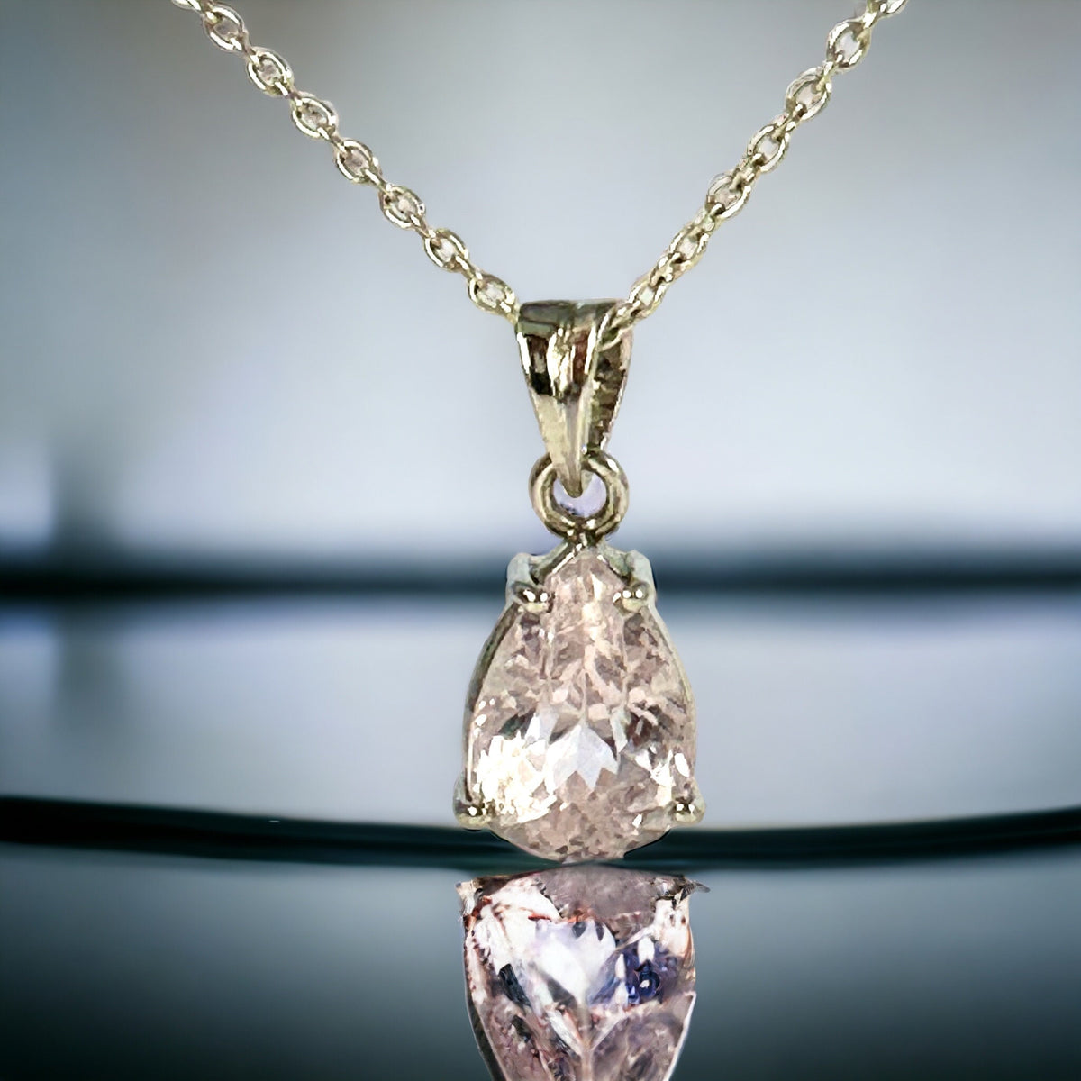 Natural Kunzite Pear-Shaped Pendant - Rare Gemstone -Light Lavender Gemstone Pendant - Solid 925 Sterling Silver Pendant - Kunzite Pendant