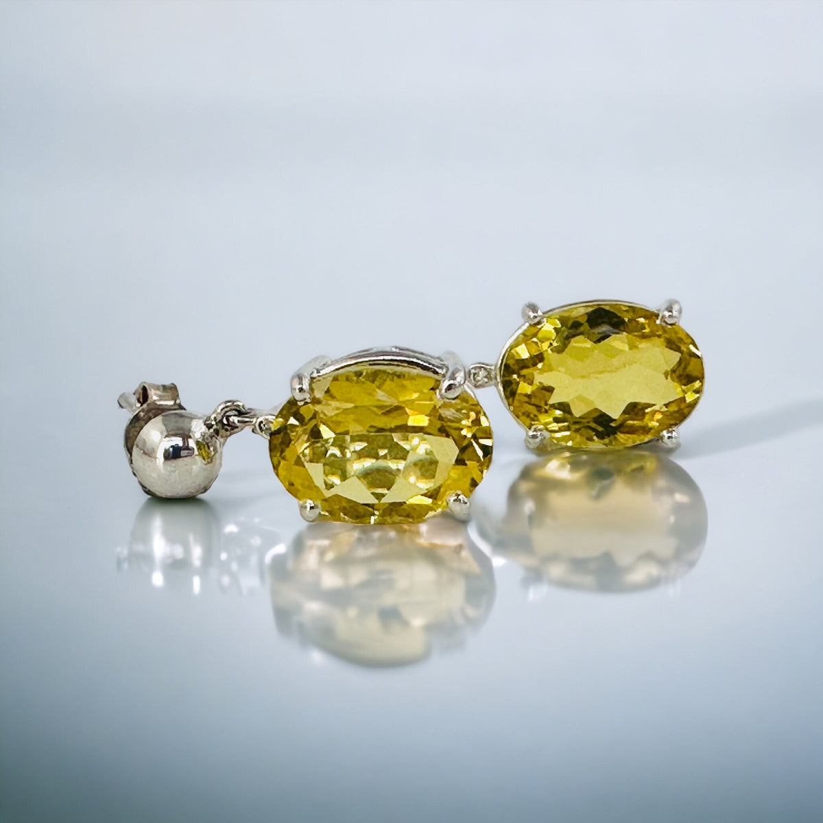 Natural Lemon Topaz and Diamond Earrings - Dangle Earrings - Huge Gemstone Dangle Earrings - Gift for Her - Solid Sterling Silver Earrings