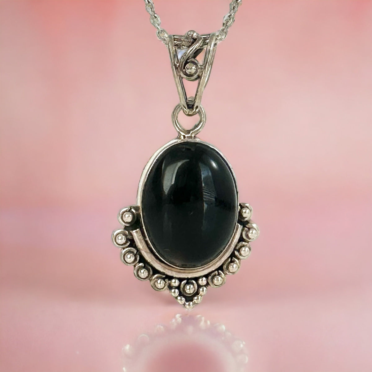 Genuine Black Onyx Silver Pendant - Exquisitely Crafted Pendant - Black Onyx Cabochon Pendant - Gift for Her - Solid Sterling Silver Pendant