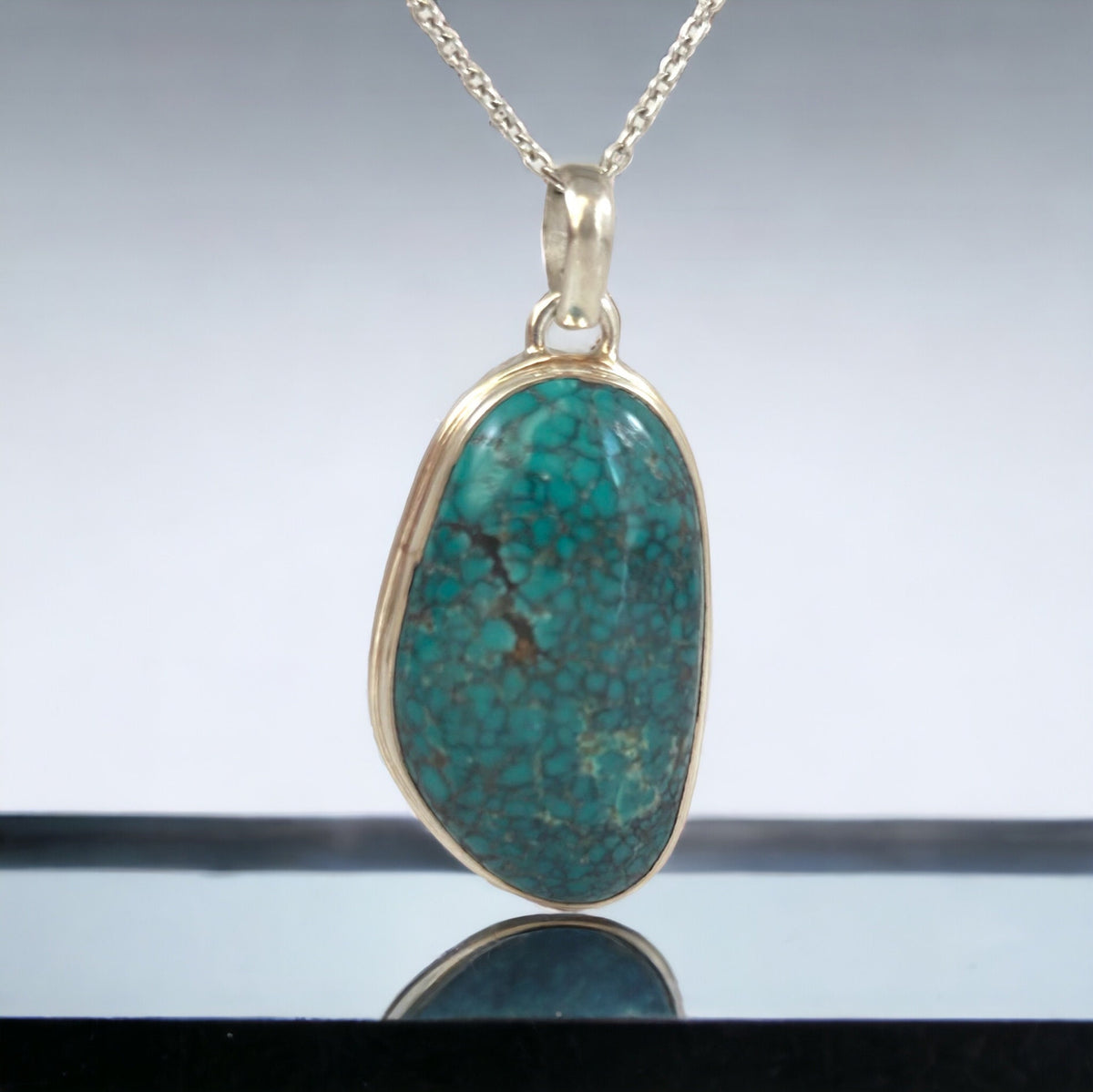 Turquoise Pendant - Gemstone Pendant - Stone Pendant - Men's Pendant - Women's Pendant - Unisex Pendant - Solid 925 Sterling Silver Pendant