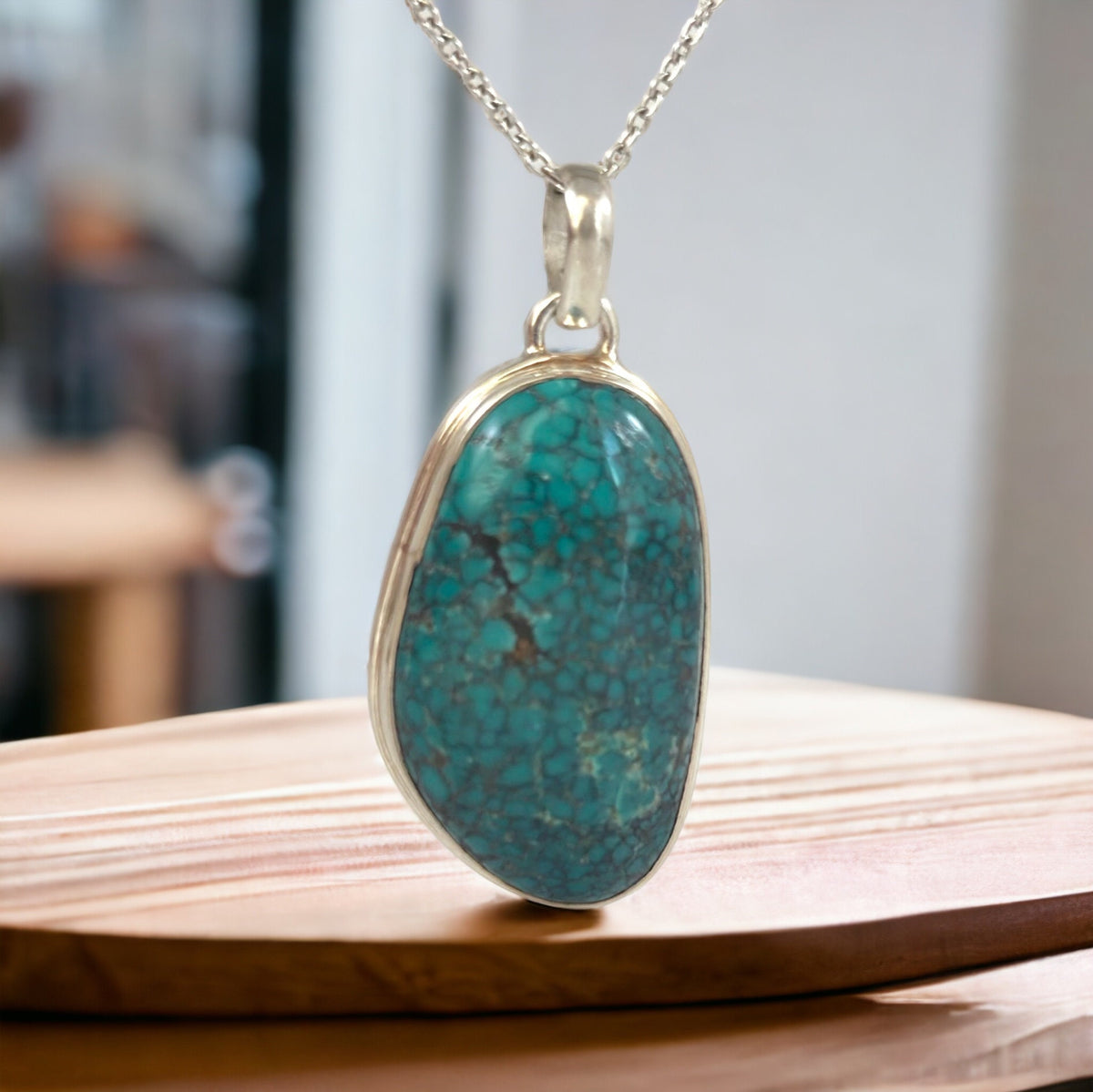 Turquoise Pendant - Gemstone Pendant - Stone Pendant - Men's Pendant - Women's Pendant - Unisex Pendant - Solid 925 Sterling Silver Pendant