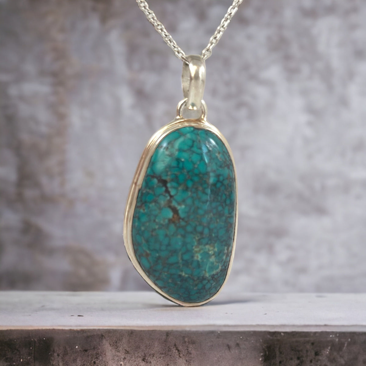 Turquoise Pendant - Gemstone Pendant - Stone Pendant - Men's Pendant - Women's Pendant - Unisex Pendant - Solid 925 Sterling Silver Pendant