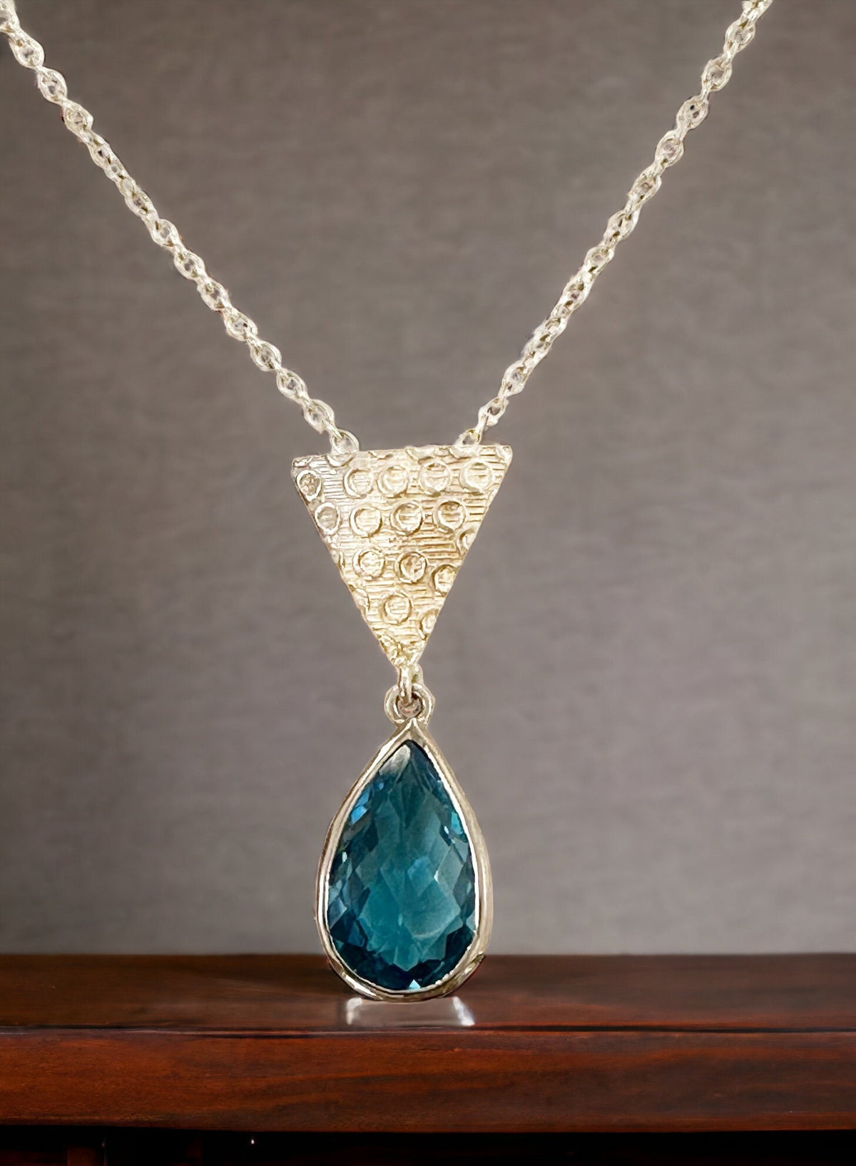 Genuine Blue Topaz Pendant with FREE Chain - Blue Topaz Pendant - December Birthstone - Solid 925 Sterling Silver