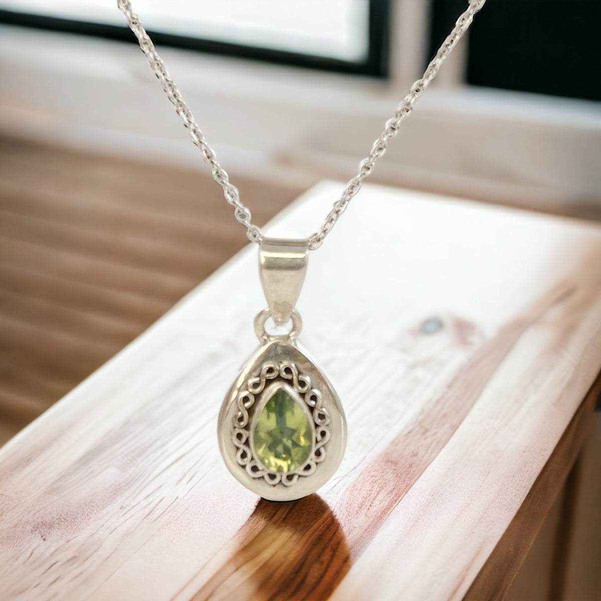 Genuine Peridot Earrings & Pendant Set with FREE Chain - Peridot Earrings - Peridot Pendant - August Birthstone - Solid Sterling Silver