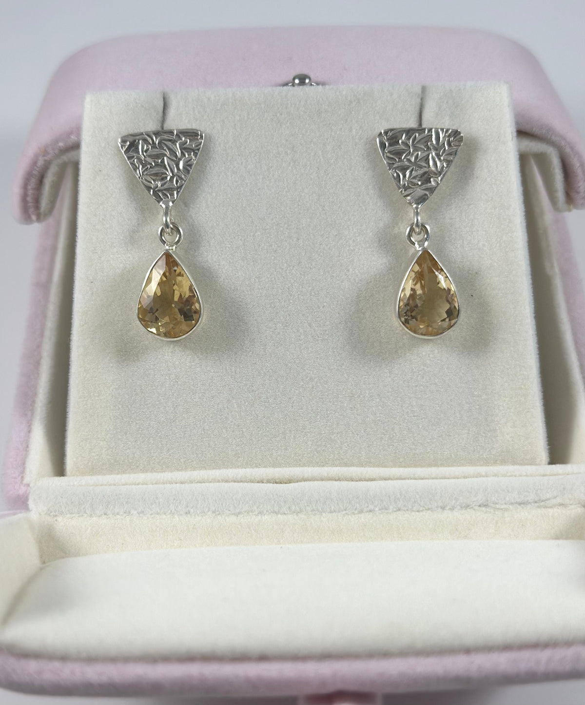 Genuine Citrine Earrings & Pendant Set with FREE Chain - Citrine Earrings - Citrine Pendant - November Birthstone - Solid Sterling Silver